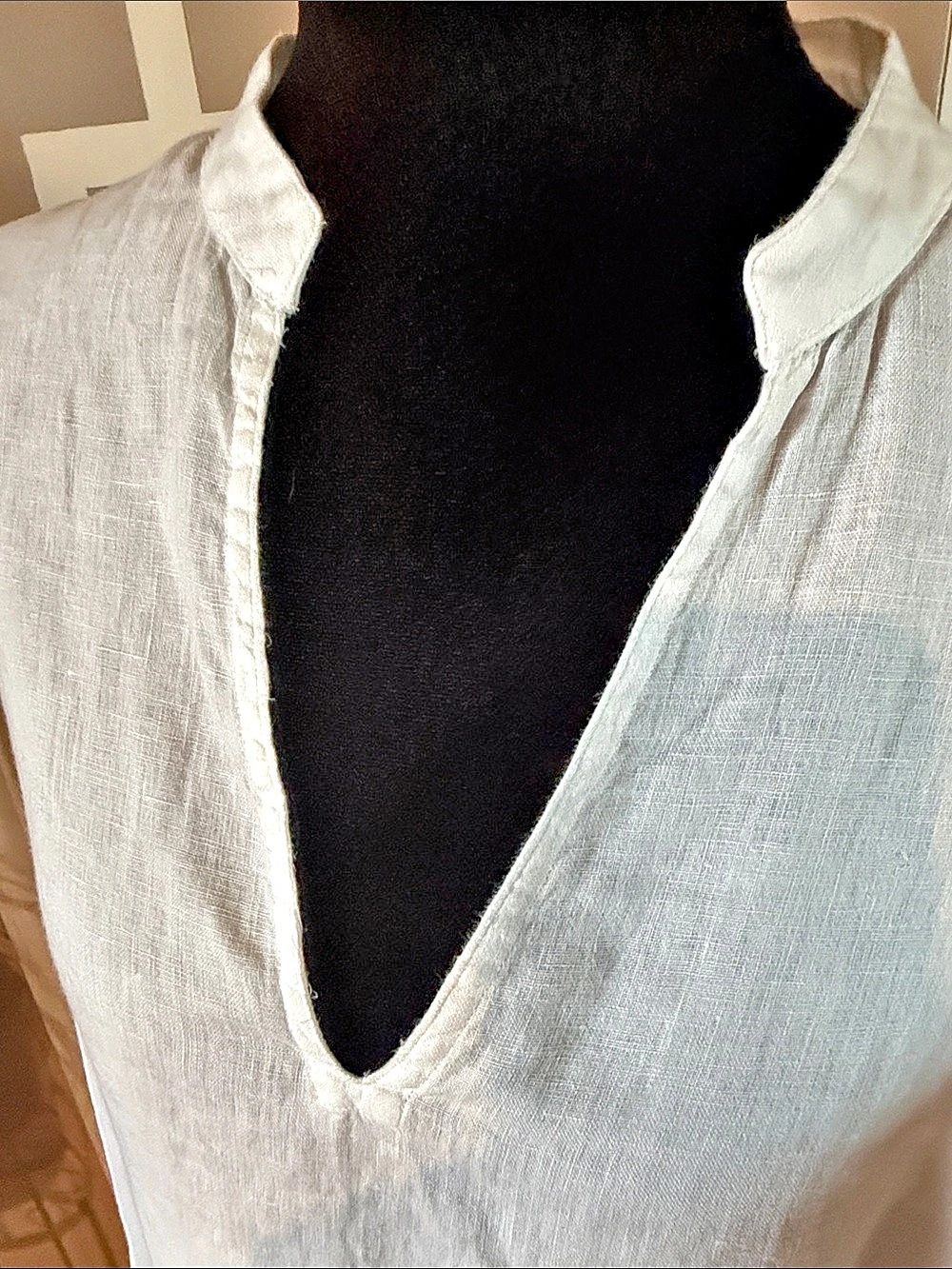 Polo Ralph Lauren White 100% Linen Split Neck Tunic Blouse Sz L LIKE NEW - Picture 3 of 5